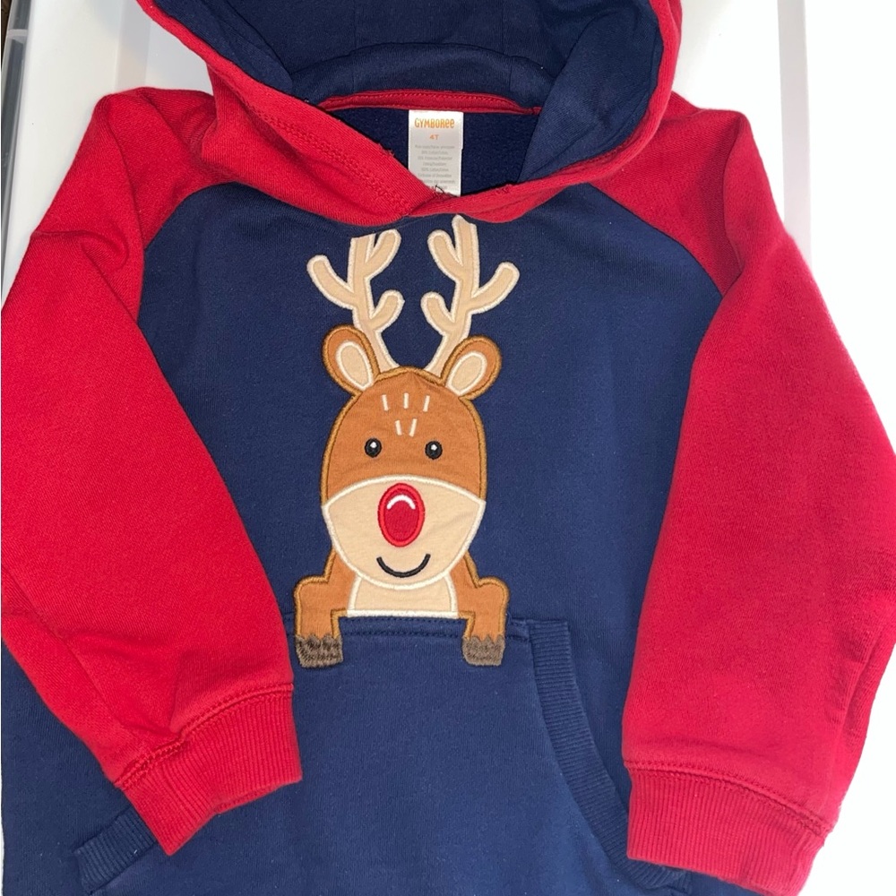 Gymboree Red and Blue Reindeer Hoodie